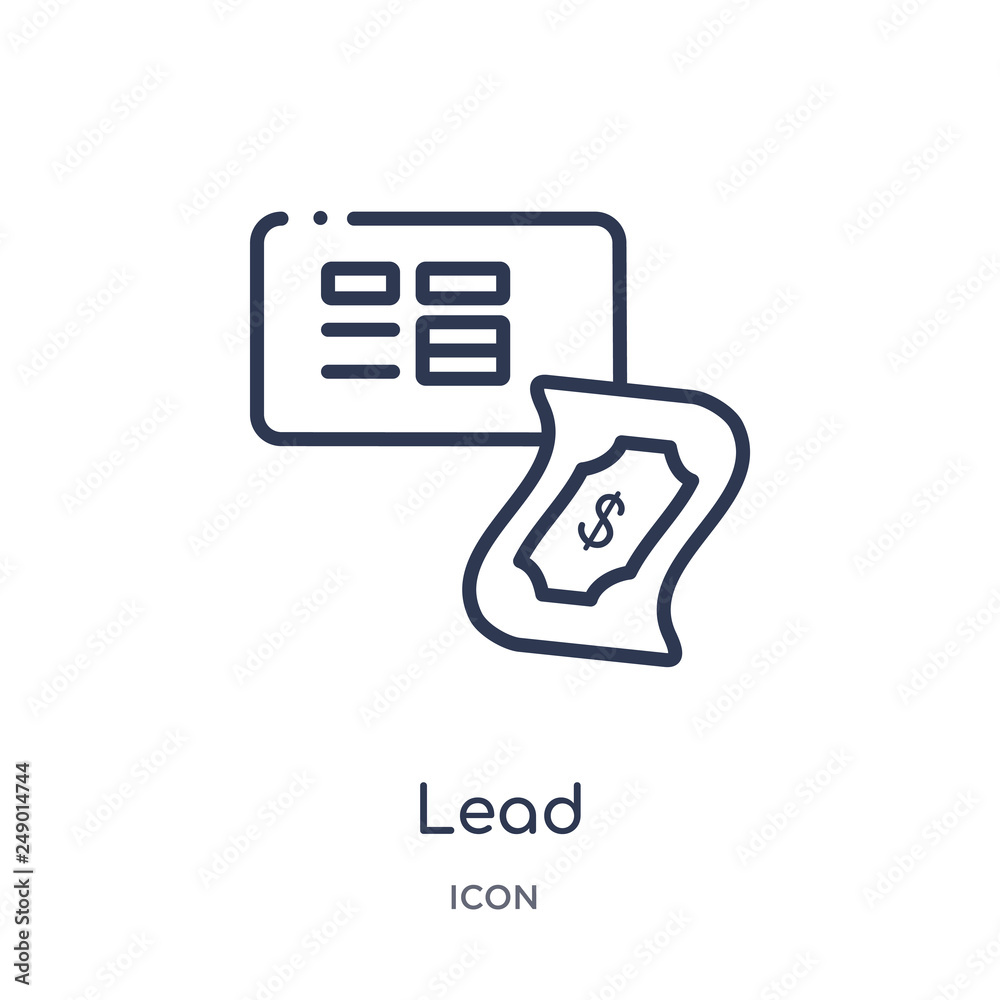 lead icon from seo & web outline collection. Thin line lead icon isolated on white background. lead icon from seo & web outline collection. Thin line lead icon isolated on white background.