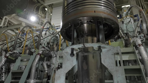 Piston near diesel engine of ship