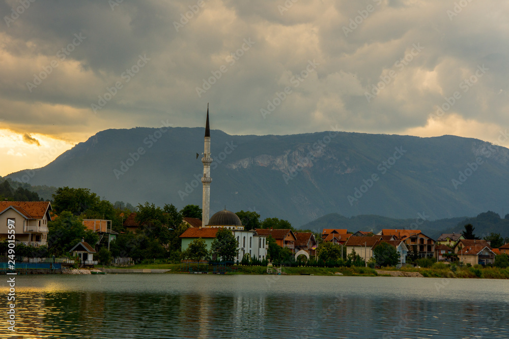 The coastline of the Jablanicko lake in Bosnia