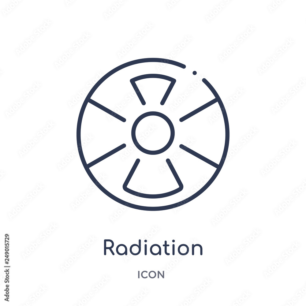 radiation icon from science outline collection. Thin line radiation icon isolated on white background. radiation icon from science outline collection. Thin line radiation icon isolated on white background.