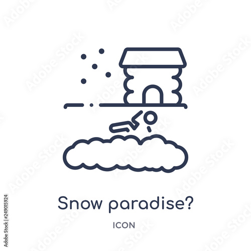 snow paradise? icon from sauna outline collection. Thin line snow paradise? icon isolated on white background.