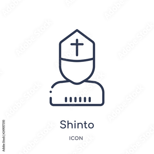 shinto icon from religion outline collection. Thin line shinto icon isolated on white background.