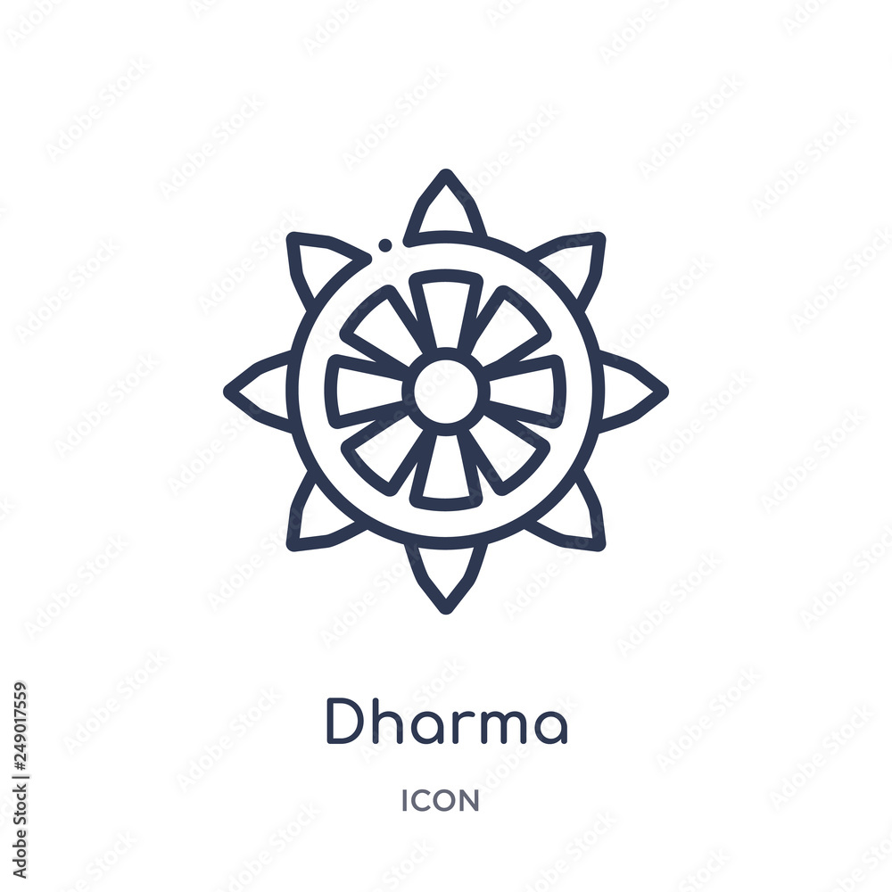 dharma icon from religion outline collection. Thin line dharma icon isolated on white background.