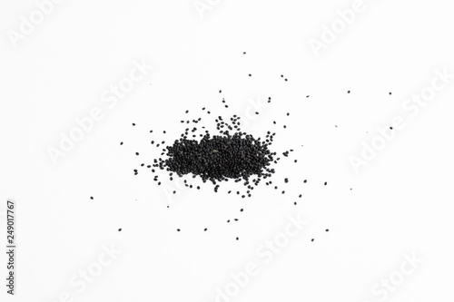 Basil seeds in a white background