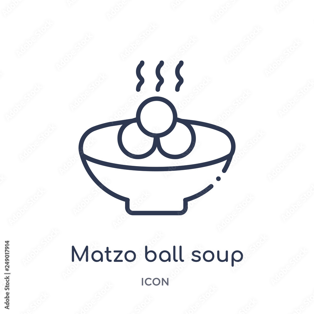 matzo ball soup icon from religion outline collection. Thin line matzo ball soup icon isolated on white background. matzo ball soup icon from religion outline collection. Thin line matzo ball soup icon isolated on white background.