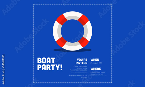 Boat Party Invitation Design with Where and When Details