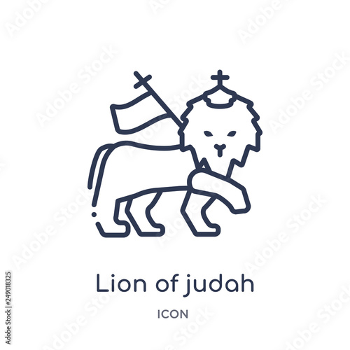 lion of judah icon from religion outline collection. Thin line lion of judah icon isolated on white background.