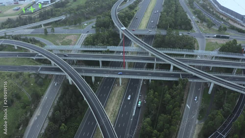 Motorways M4 and M7 light horse interchange in Sydney western suburbs