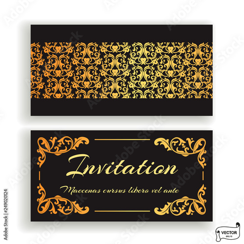 Visiting and business card set with scrolls.
