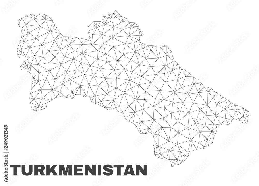 Abstract Turkmenistan map isolated on a white background. Triangular