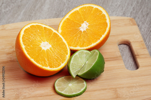 Orange and lime fruits