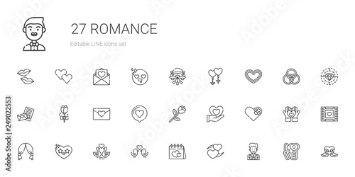 romance icons set
