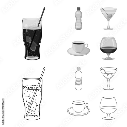 Vector design of drink and bar logo. Collection of drink and party stock symbol for web.