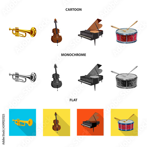 Isolated object of music and tune symbol. Collection of music and tool stock vector illustration.