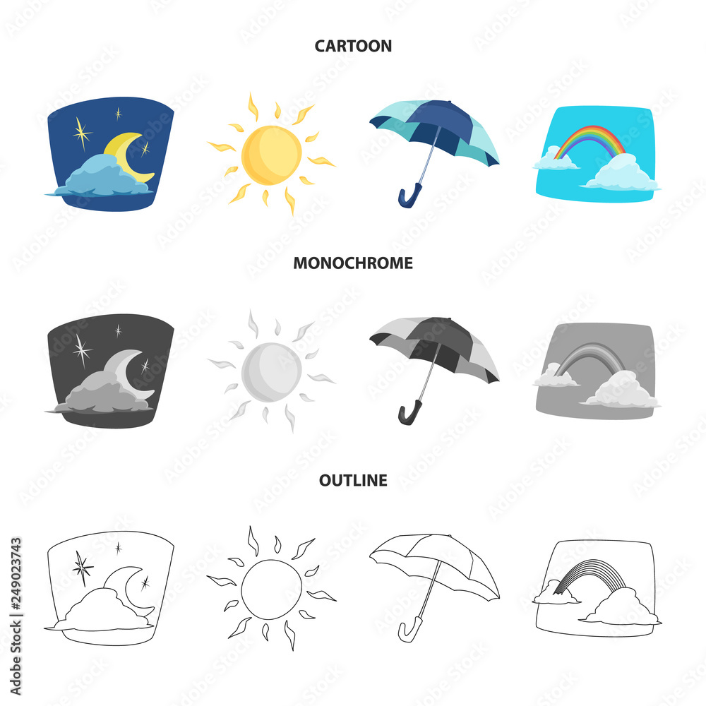 Naklejka premium Vector design of weather and climate logo. Collection of weather and cloud stock symbol for web.