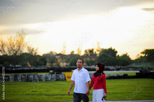 A couple spend their time together at the park