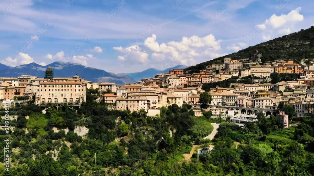 Drone view on Italian city and mountains Drone view on Italian city and mountains