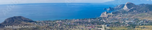 Panorama of the Crimean coast from the top of the mountain.