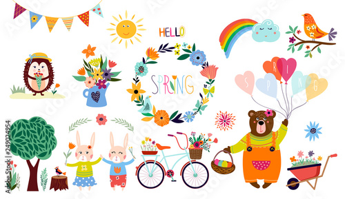 Spring time elements collection, vector design