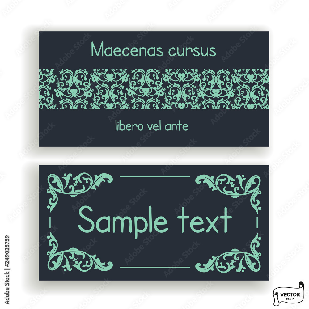 Visiting and business card set with scrolls. Visiting and business card set with scrolls.