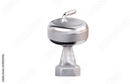 Front view of Curling Stone Silver Trophy