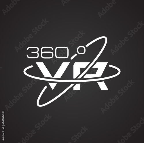 Virtual reality 360 icon on black background for graphic and web design, Modern simple vector sign. Internet concept. Trendy symbol for website design web button or mobile app
