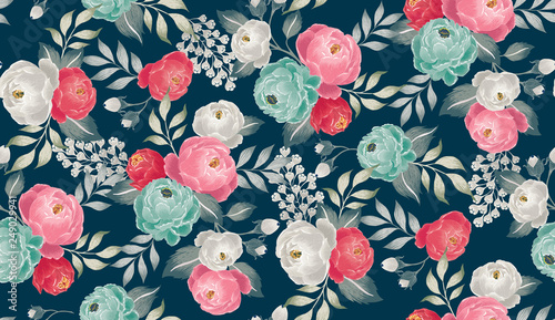  Vector illustration of a seamless floral pattern in spring for Wedding, anniversary, birthday and party. Design for banner, poster, card, invitation and scrapbook 