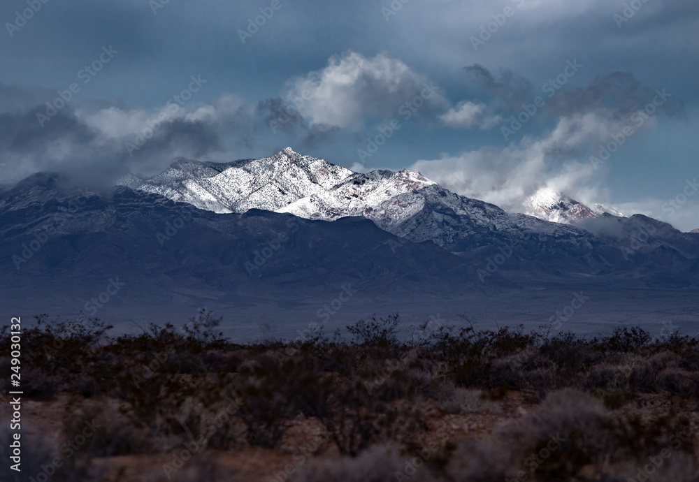 Sunlit Mormon Peak in the Mormon Mountains, Lincoln County, Nevada