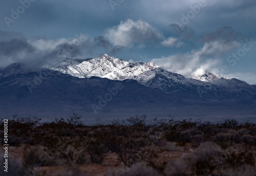 Sunlit Mormon Peak in the Mormon Mountains  Lincoln County  Nevada