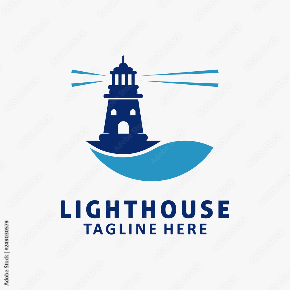 Lighthouse logo design with its rays