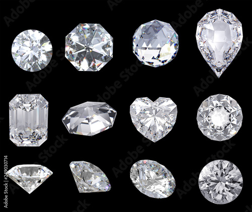  diamond and gemstone on clear background