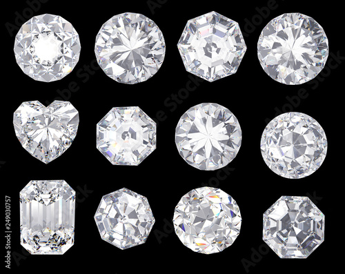  diamond and gemstone on clear background