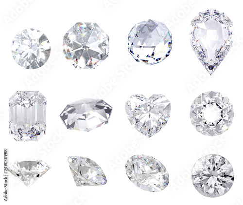  diamond and gemstone on clear background