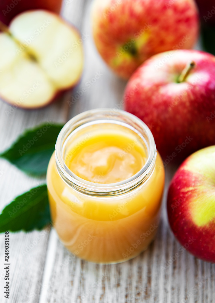 Applesauce in glass jar Applesauce in glass jar
