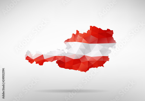 Austria map with national flag
