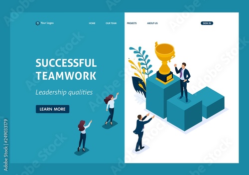 Isometric Concept Success in Business, Teamwork