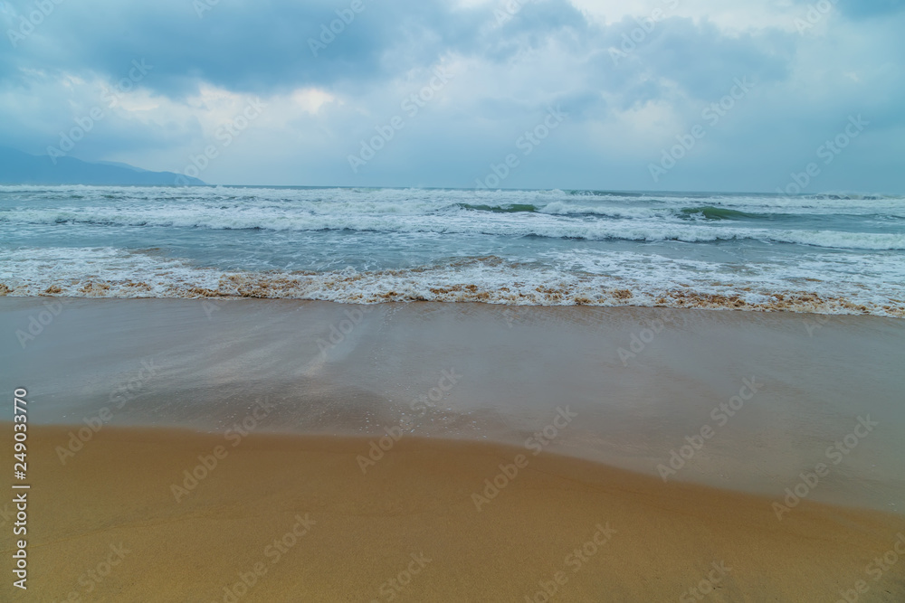 Soft wave of Beach near Da Nang in Central Vietnam