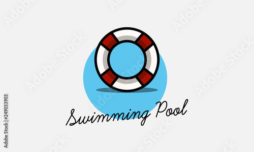 Free Download Swimming Pool Typography with Simple Lifebuoy Illustration - GFXLoad