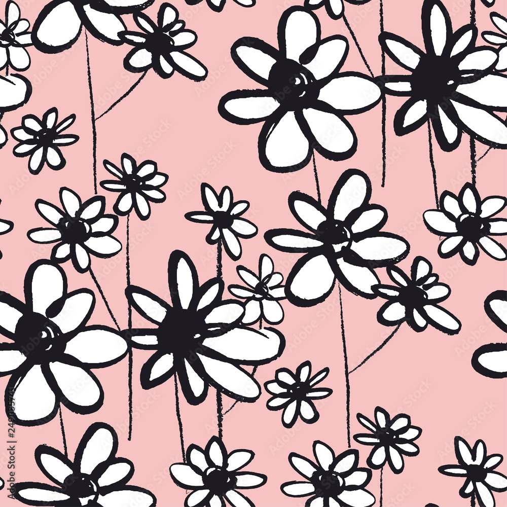 Daisy sketch color seamless pattern Daisy sketch color seamless pattern