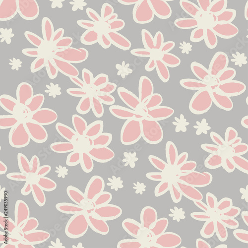 Daisy sketch color seamless pattern