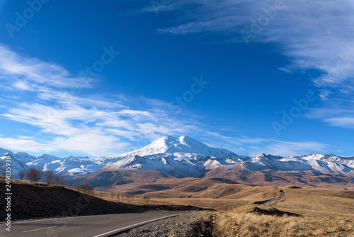road in the mountains, Caucasus mountains, Elbrus Sunny day, cloudy © Taranova_ksenya