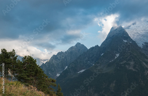 Closeup mountains and forest scenes in national park Caucasus, Russia