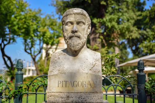 sculptural representation of Pythagoras (Pitagora), Greek philosopher and mathematician photo
