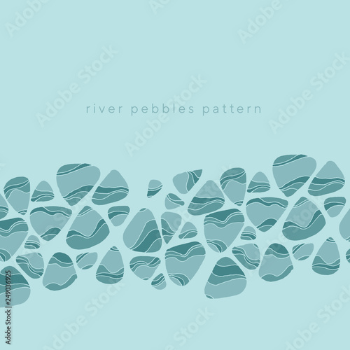 River pebbles hand drawn vector color illustration
