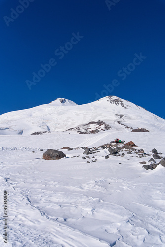 Caucasian mountains in the Elbrus region. partially covered with snow. winter mountain landscape