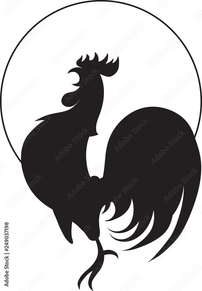 Fototapeta premium Rooster, silhouette. - Vector