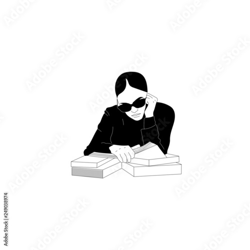 Girl with a book. Reading woman.