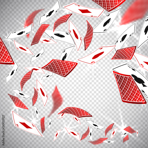 3d Holdem poker casino cards flying in realistic style,big win jackpot game casinos concept on transparent background.Business gambling mockup flyer banner design,web online concept