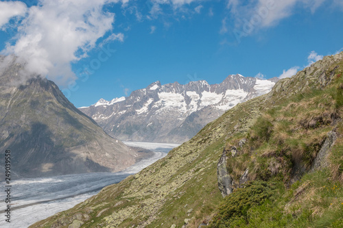 Mountains scenes, walk through the great Aletsch Glacier