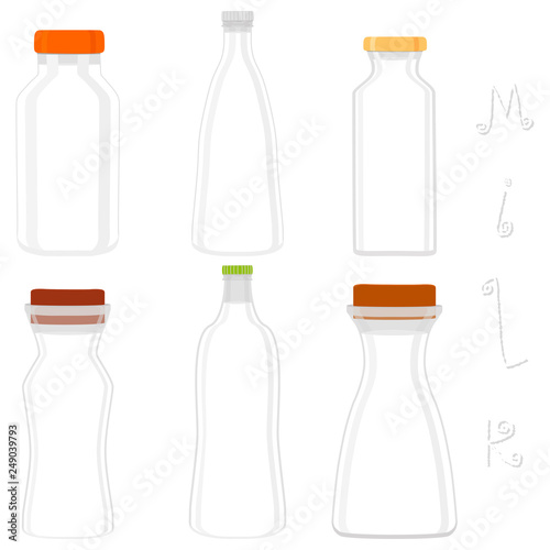 Illustration on theme big set different types chilled milk